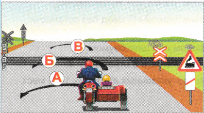 По какой траектории разрешается водителю мотоцикла выполнить разворот?