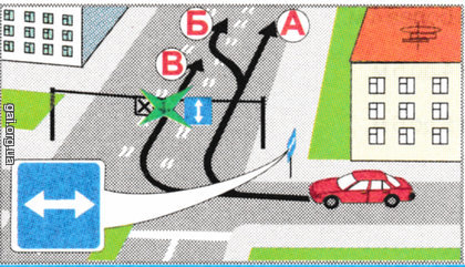 Какой из изображенных стрелками маневр не противоречит Правилам дорожного движения?