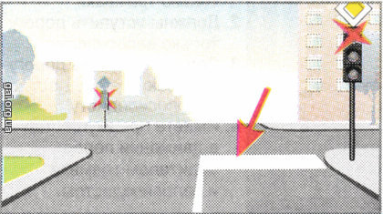Нанесенная на проезжей части перед светофором линия разметки указывает место, где водитель должен остановить транспортное средство: