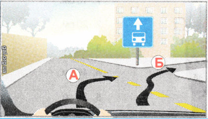 По какой траектории разрешается выполнить поворот направо?