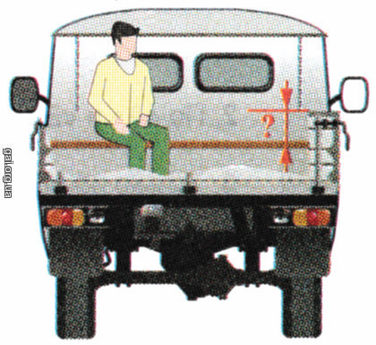 Согласно Правилам, расстояние от сидений в кузове этого автомобиля до верхнего края борта должно быть не менее: