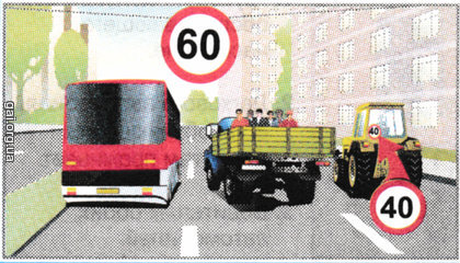 Водій якого транспортного засобу не порушує Правила, рухаючись зі швидкістю 60 км/год?