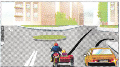 Водитель какого транспортного средства правильно проезжает перекресток с круговым движением?