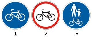 Який зі знаків забороняє рух на велосипедах?