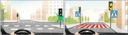 На якому рисунку зображено регульований пішохідний перехід?