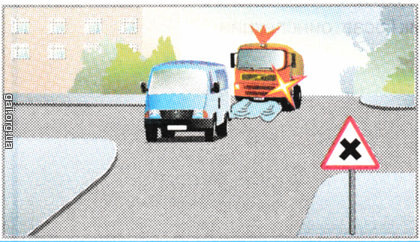 Разрешается ли водителю грузового автомобиля выполнить обгон на изображенном перекрестке?