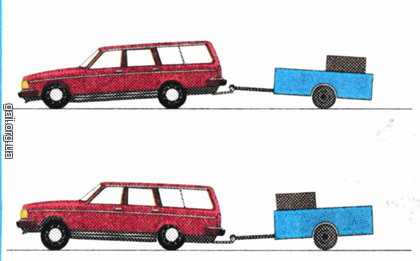 На каком рисунке показано расположение груза в прицепе легкового автомобиля, увеличивающее тормозной путь автопоезда?
