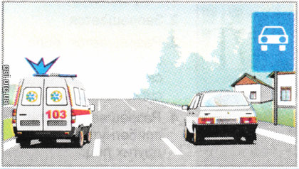 Водитель какого транспортного средства нарушает Правила, двигаясь со скоростью 100 км/ч по этой дороге в населенном пункте, обозначенном знаком 5.47 (на синем фоне)?