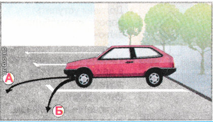 В каком из обозначенных стрелкой направлении разрешается водителю выехать со стоянки?