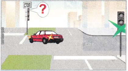 У разі якого сигнала світлофора водій легкового автомобіля може завершити розворот?