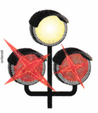 У разі ввімкнення червоних сигналів зображеного світлофора рух транспортних засобів через переїзд: