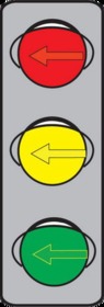 О чём информируют чёрные контурные стрелки на красном и жёлтом сигналах светофора?