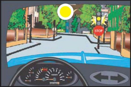 Светофор работает в режиме мигания сигнала жёлтого цвета. Разрешается ли Вам проезд перекрёстка без остановки перед знаком «Проезд без остановки запрещён»?