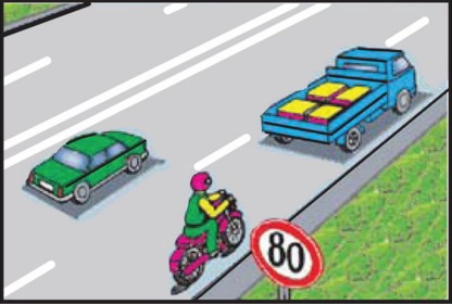 Хто з водіїв порушує вимоги Правил дорожнього руху, якщо всі транспортні засоби рухаються зі швидкістю 80 км/год?