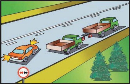 Разрешается ли выполнить обгон в зоне действия знака, если буксирующий автомобиль движется со скоростью менее 30 км/ч?