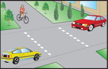 Якщо велосипедна доріжка перетинає дорогу поза перехрестям велосипедисти: