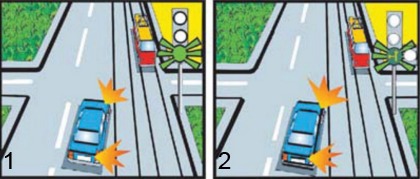 На каком рисунке водитель правильно поворачивает направо?