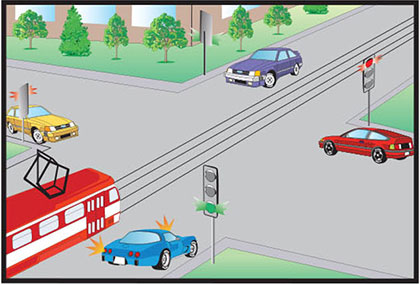 Повертаючи ліворуч або розвертаючись при зеленому сигналі основного світлофора, водій нерейкового транспортного засобу зобов'язаний дати дорогу: