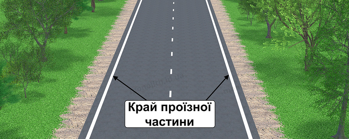 ПДР: край проїзної частини (для нерейкових транспортних засобів) ПДР: край проїзної частини (для нерейкових транспортних засобів)