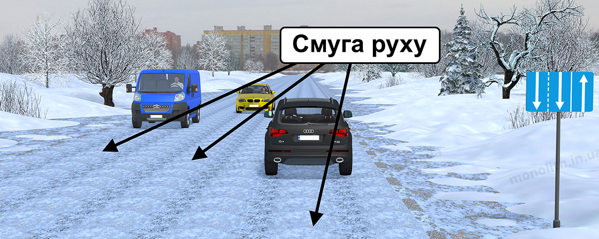 ПДР: напрямок руху по смугах ПДР: напрямок руху по смугах