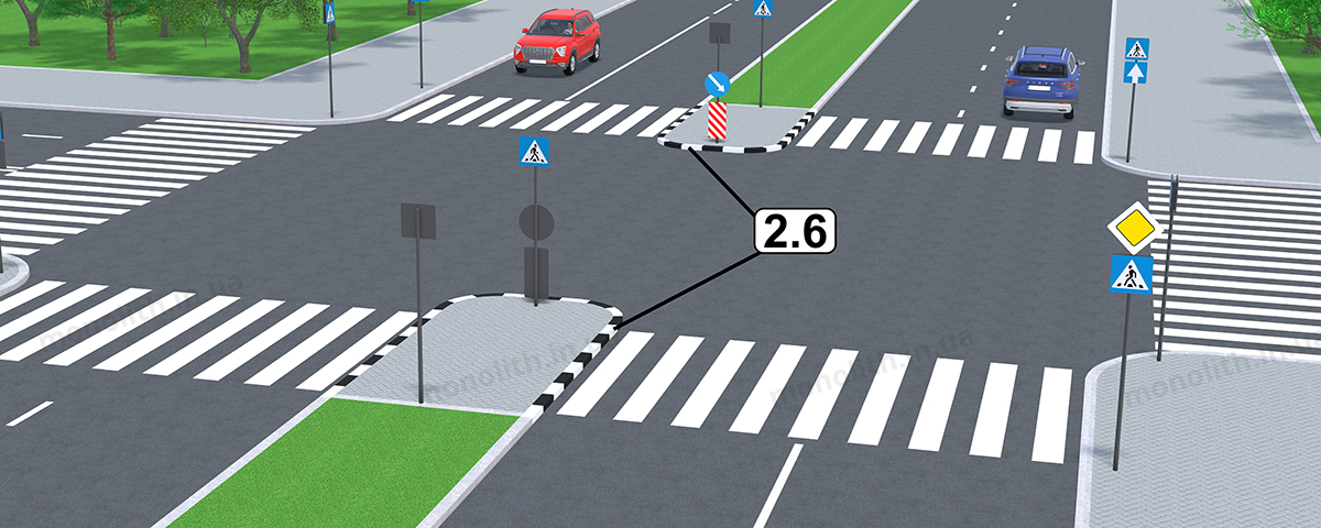 ПДР: Вертикальна розмітка 2.3, 2.4, 2.5, 2.6, 2.7