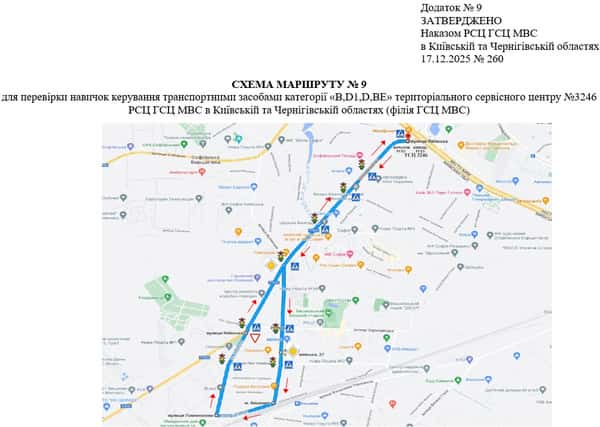 Схема маршруту №9, ТСЦ №3246
