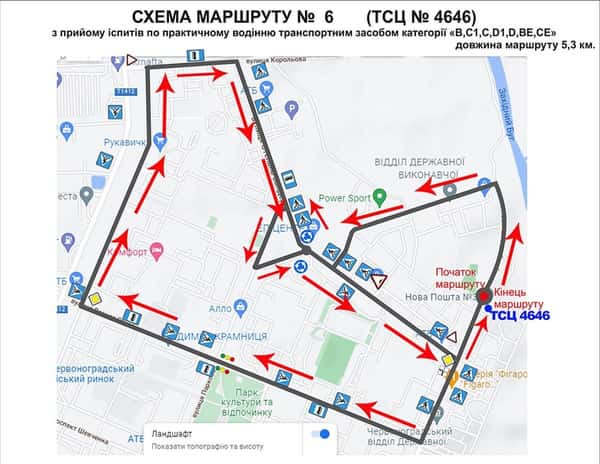 Схема маршруту №6, ТСЦ №4646