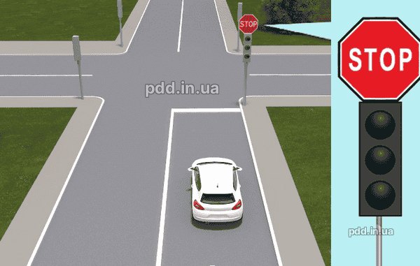 Чому білий автомобіль повинен зупинитись перед стоп-лінією?