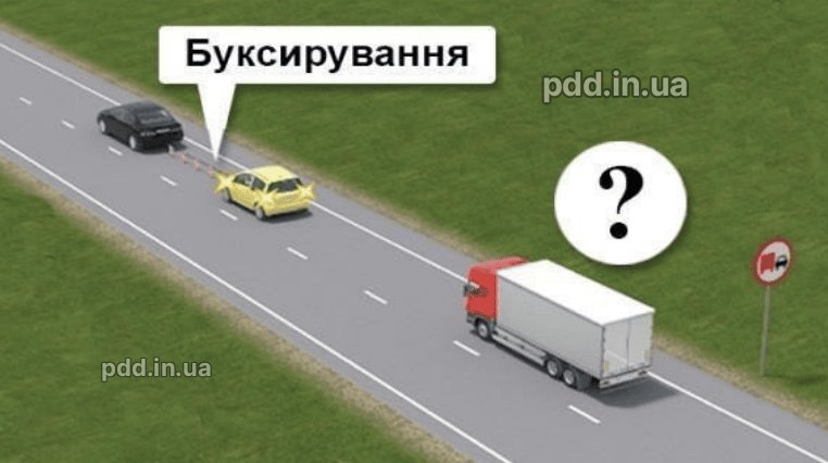 Чи дозволено водієві вантажного автомобіля виконати обгін у зображеній ситуації, якщо состав, який обганяють, рухається зі швидкістю менш ніж 30